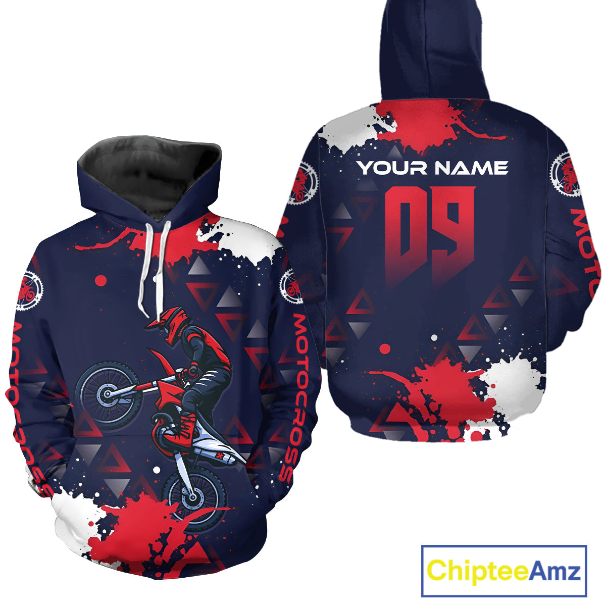 Red and Blue Motocross Hoodie Dirt Bike Pink Blue Racing Hoodie Shirt