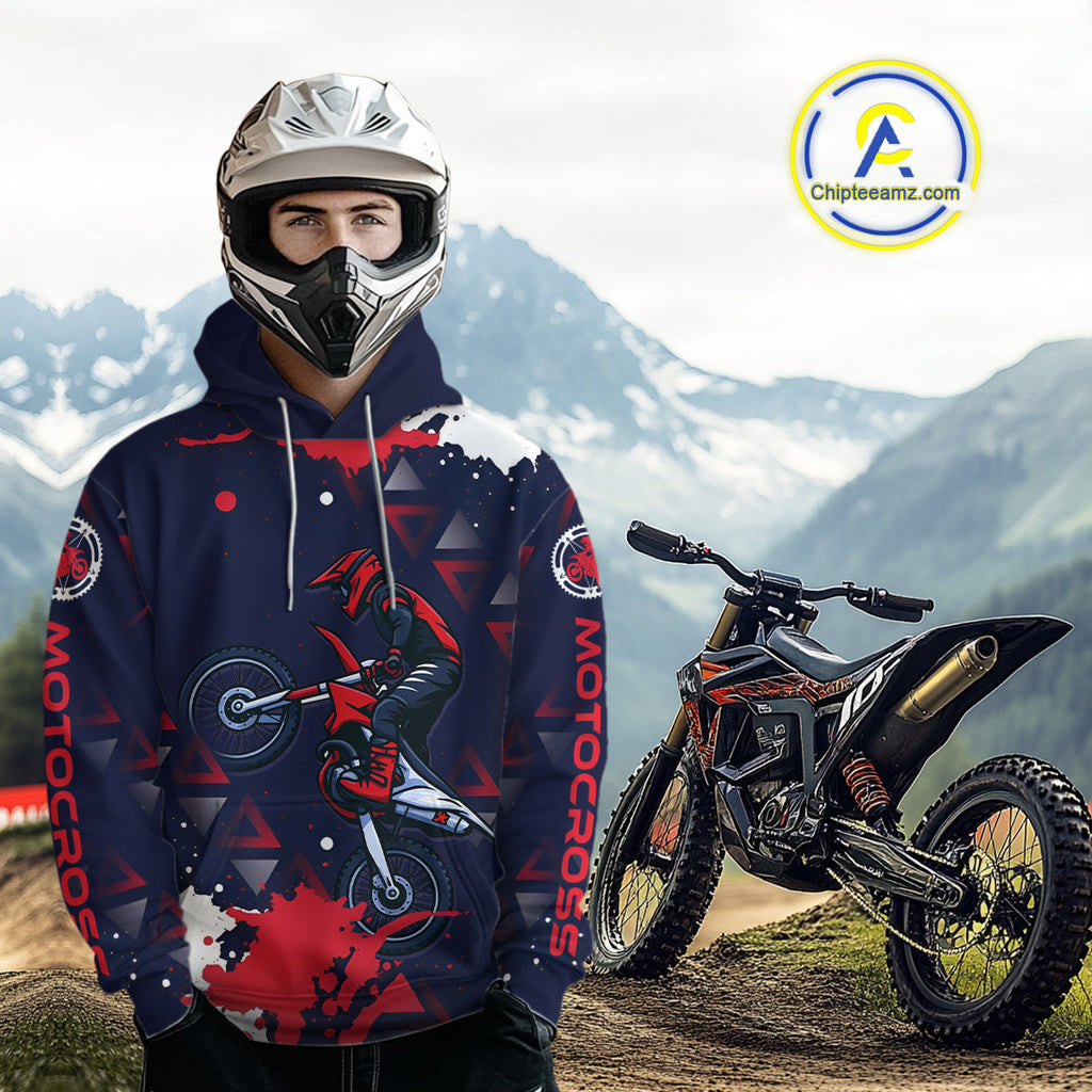Red and Blue Motocross Hoodie Dirt Bike Pink Blue Racing Hoodie Shirt