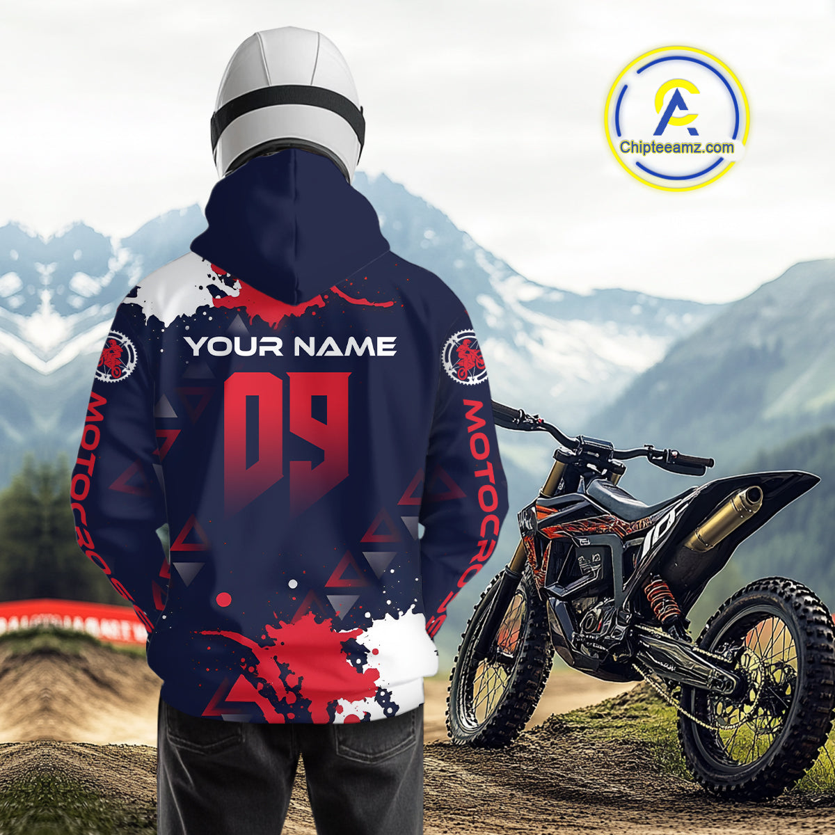 Red and Blue Motocross Hoodie Dirt Bike Pink Blue Racing Hoodie Shirt