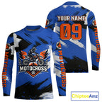 Blue Motocross Jersey Custom Dirt Bike Shirts Off road Riding Shirt