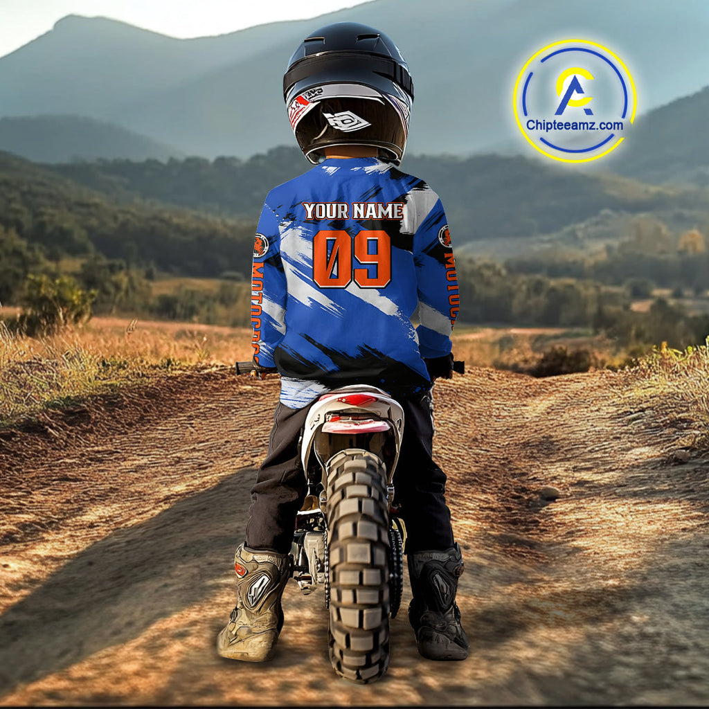 Blue Motocross Jersey Custom Dirt Bike Shirts Off road Riding Shirt