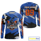 Blue Motocross Jersey Custom Dirt Bike Shirts Off road Riding Shirt