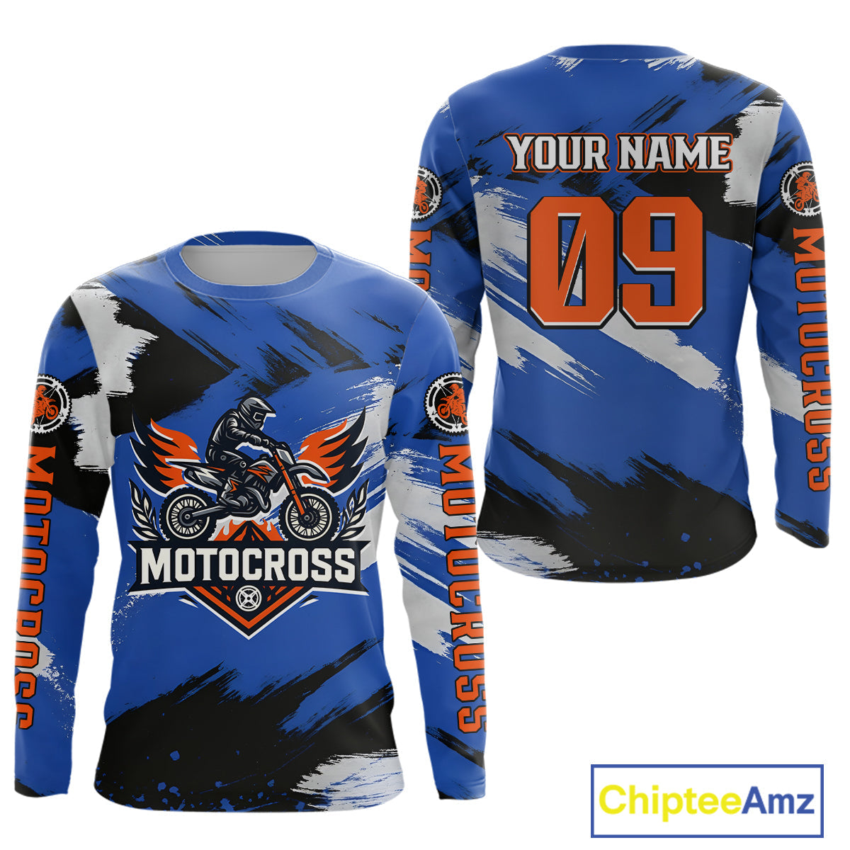 Blue Motocross Jersey Custom Dirt Bike Shirts Off road Riding Shirt