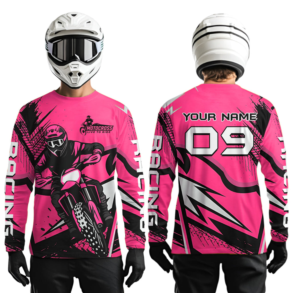 Pink Custom Motocross Jersey Dirt Bike Shirts Off road Riding Shirt