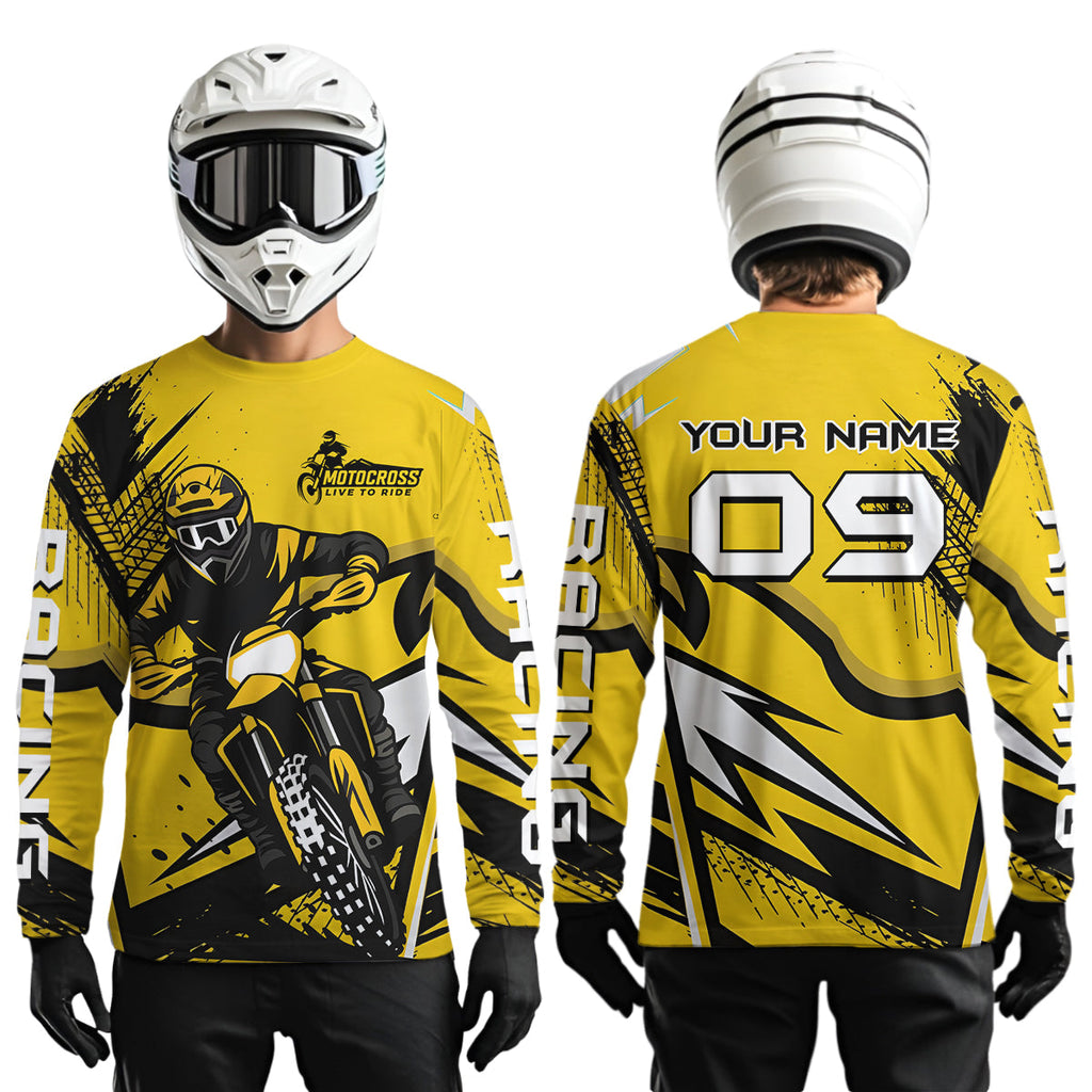 Yellow Custom Motocross Jersey Dirt Bike Shirts Off road Riding Shirt