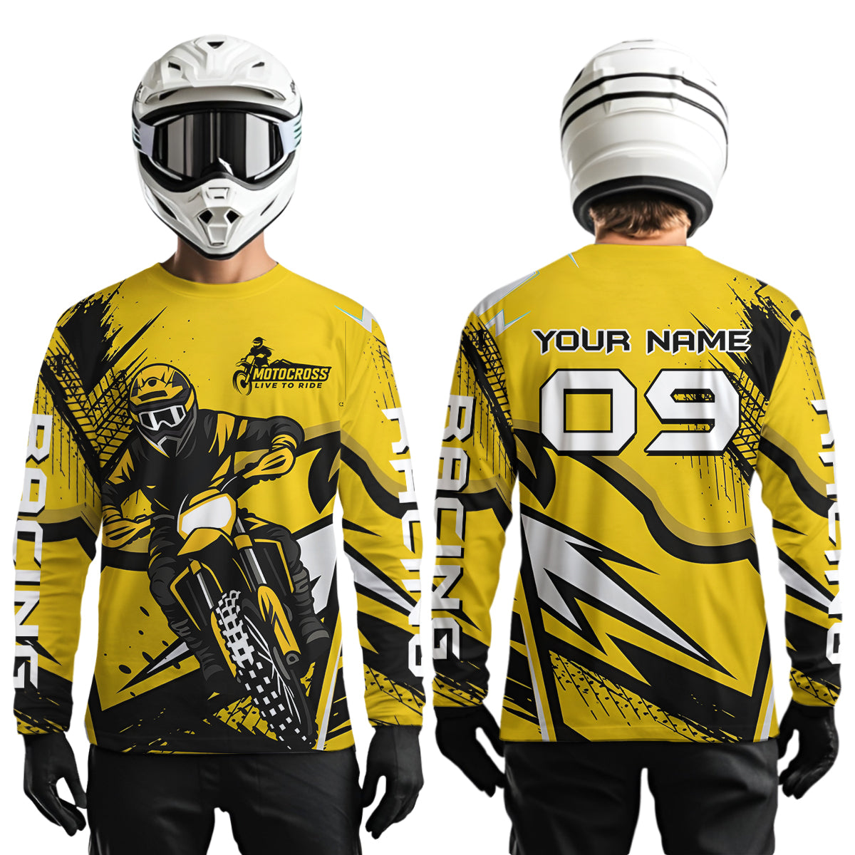 Yellow Custom Motocross Jersey Dirt Bike Shirts Off road Riding Shirt