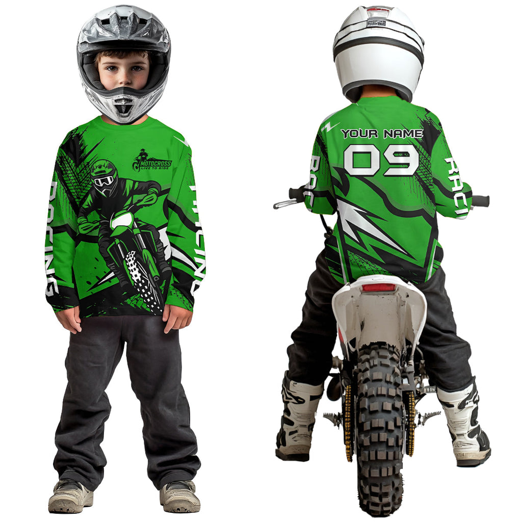 Green Custom Motocross Jersey Dirt Bike Shirts Off road Riding Shirt
