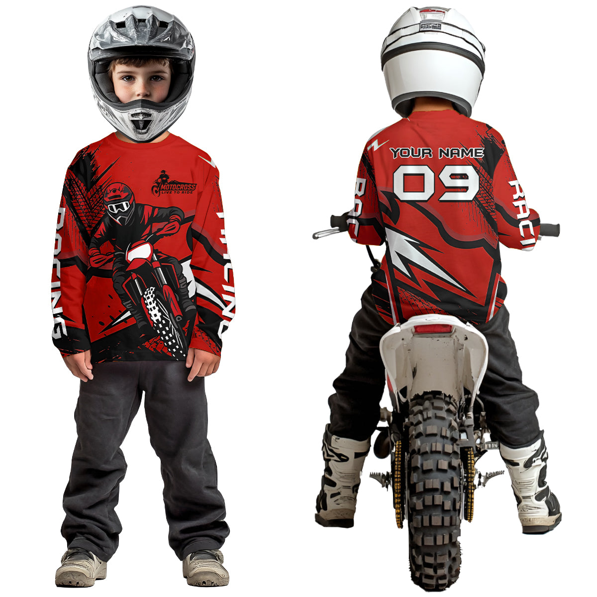 Red Custom Motocross Jersey Dirt Bike Shirts Off road Riding Shirt