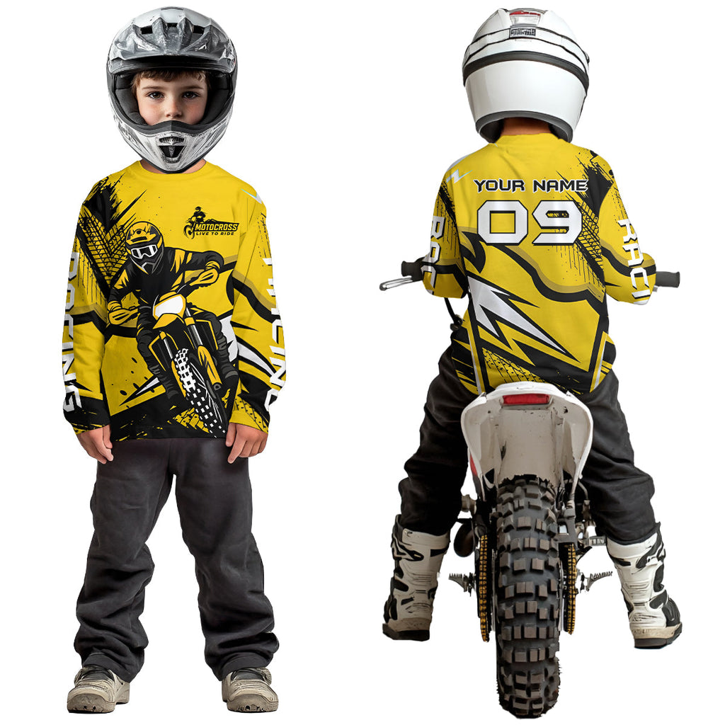 Yellow Custom Motocross Jersey Dirt Bike Shirts Off road Riding Shirt
