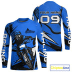 Blue Custom Motocross Jersey Dirt Bike Shirts Off road Riding Shirt