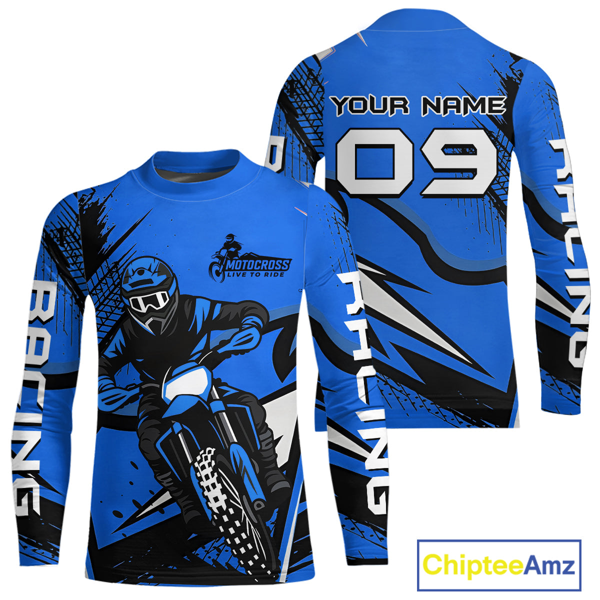 Blue Custom Motocross Jersey Dirt Bike Shirts Off road Riding Shirt