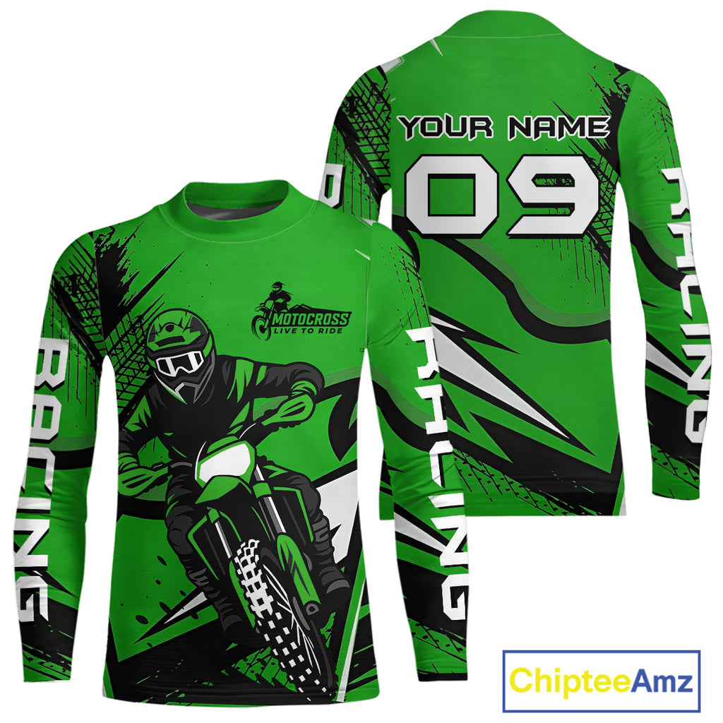 Green Custom Motocross Jersey Dirt Bike Shirts Off road Riding Shirt