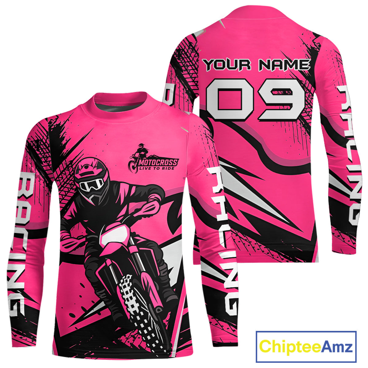 Pink Custom Motocross Jersey Dirt Bike Shirts Off road Riding Shirt