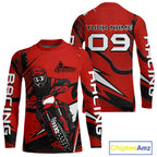 Red Custom Motocross Jersey Dirt Bike Shirts Off road Riding Shirt