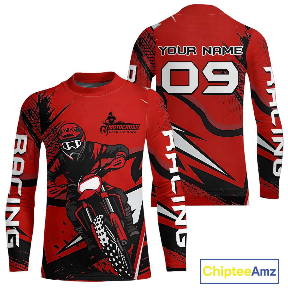 Red Custom Motocross Jersey Dirt Bike Shirts Off road Riding Shirt