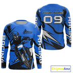 Blue Custom Motocross Jersey Dirt Bike Shirts Off road Riding Shirt