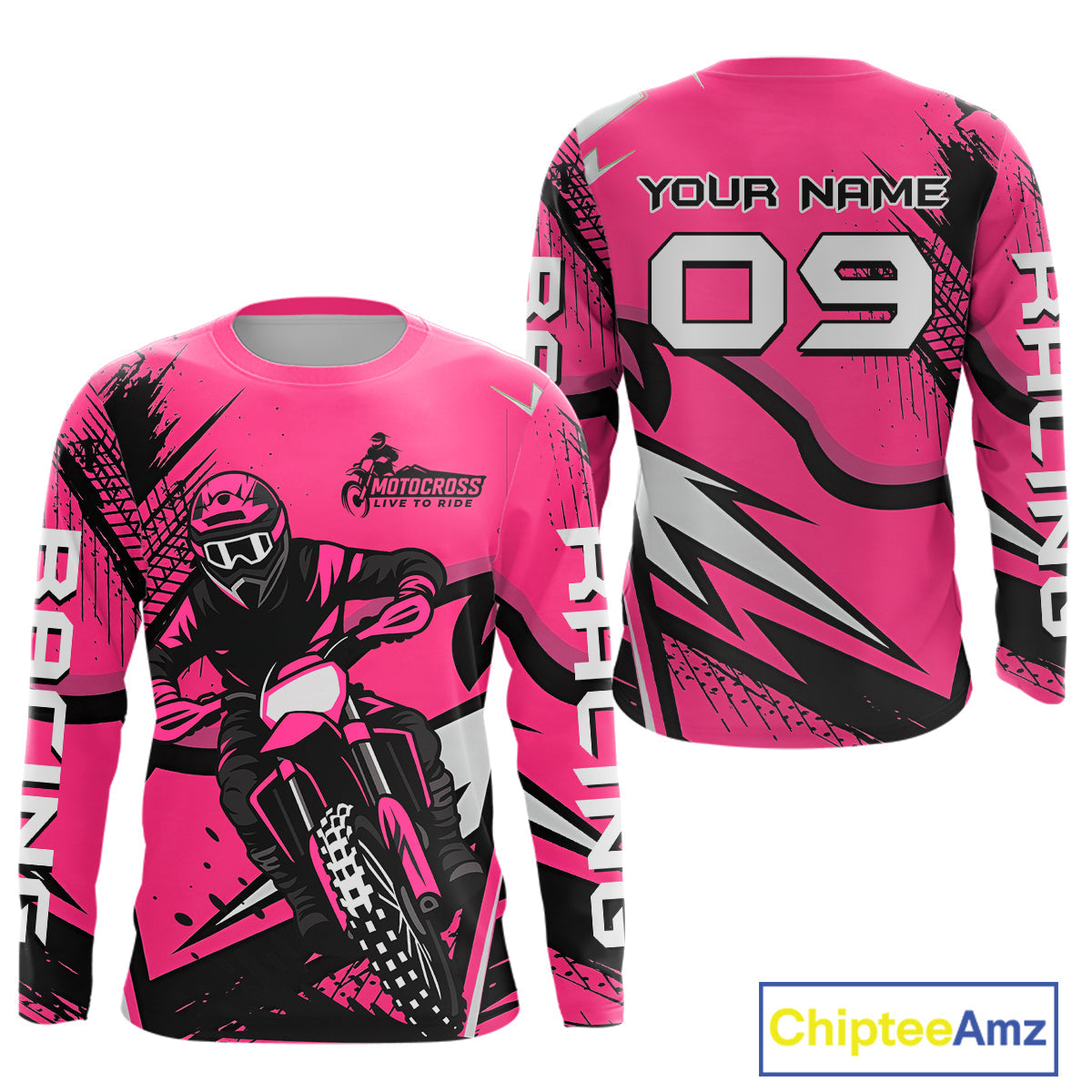 Pink Custom Motocross Jersey Dirt Bike Shirts Off road Riding Shirt