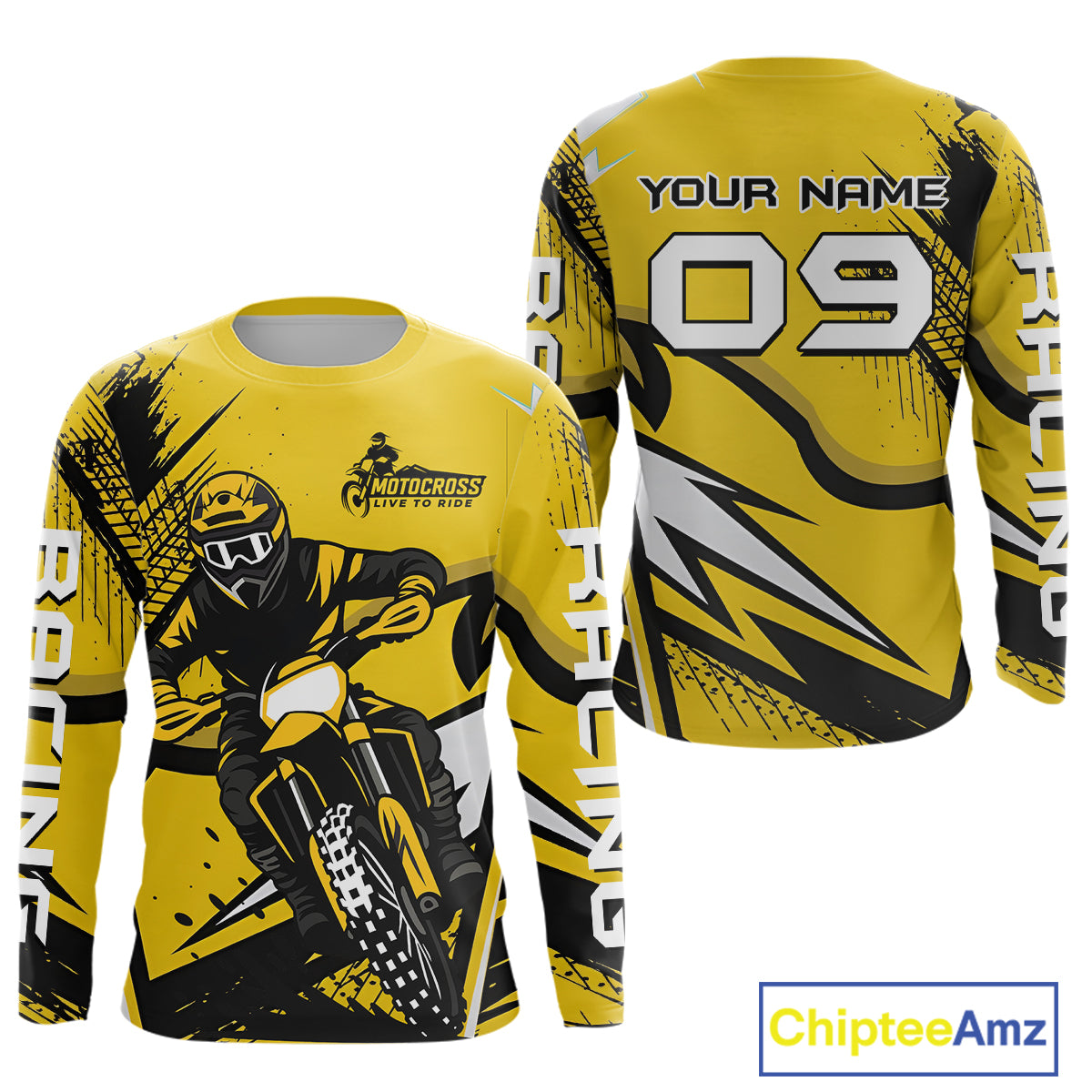 Yellow Custom Motocross Jersey Dirt Bike Shirts Off road Riding Shirt