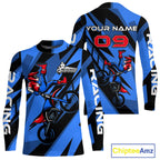 Blue Custom Motocross Jersey Dirt Bike Shirts Off road Riding Shirt