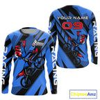 Blue Custom Motocross Jersey Dirt Bike Shirts Off road Riding Shirt