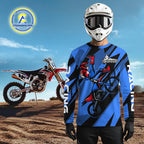Blue Custom Motocross Jersey Dirt Bike Shirts Off road Riding Shirt