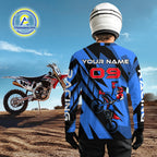 Blue Custom Motocross Jersey Dirt Bike Shirts Off road Riding Shirt