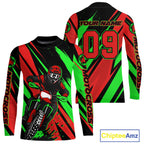 Red and Green Motocross Racing Jersey Custom Dirt Bike Off road Shirt