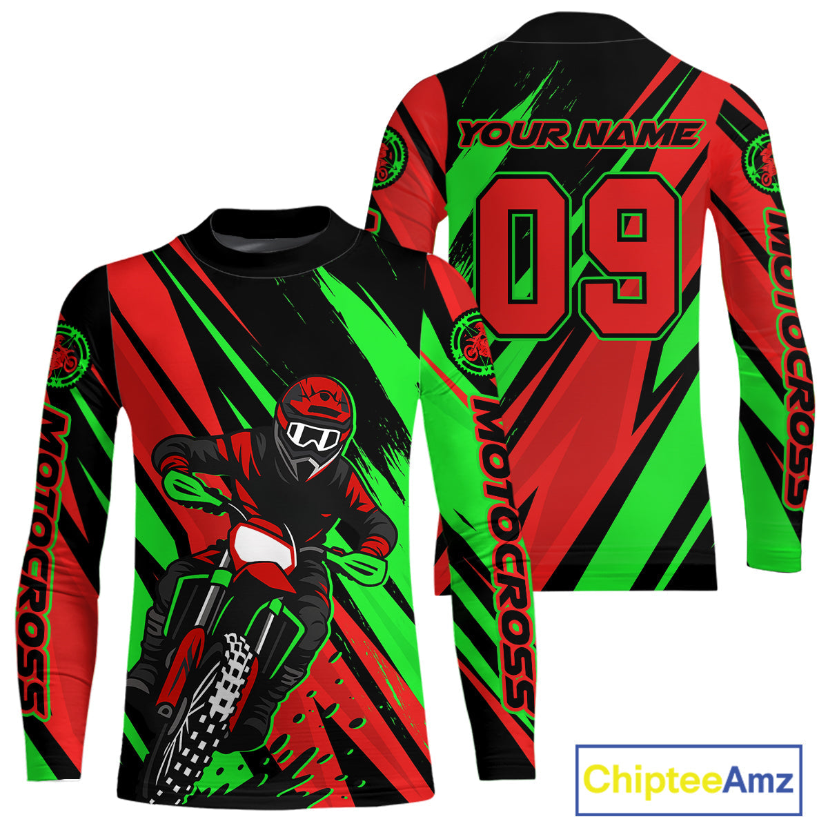 Red and Green Motocross Racing Jersey Custom Dirt Bike Off road Shirt