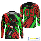 Red and Green Motocross Racing Jersey Custom Dirt Bike Off road Shirt