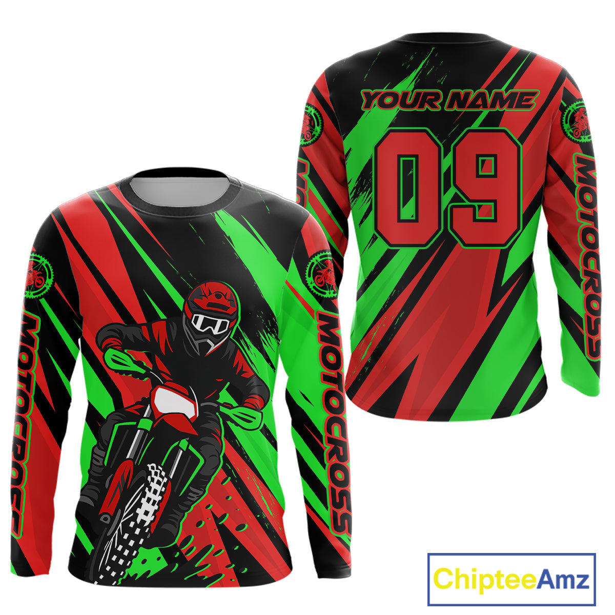 Red and Green Motocross Racing Jersey Custom Dirt Bike Off road Shirt