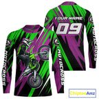 Purple and Green Motocross Racing Jersey Dirt Bike Off road Shirt