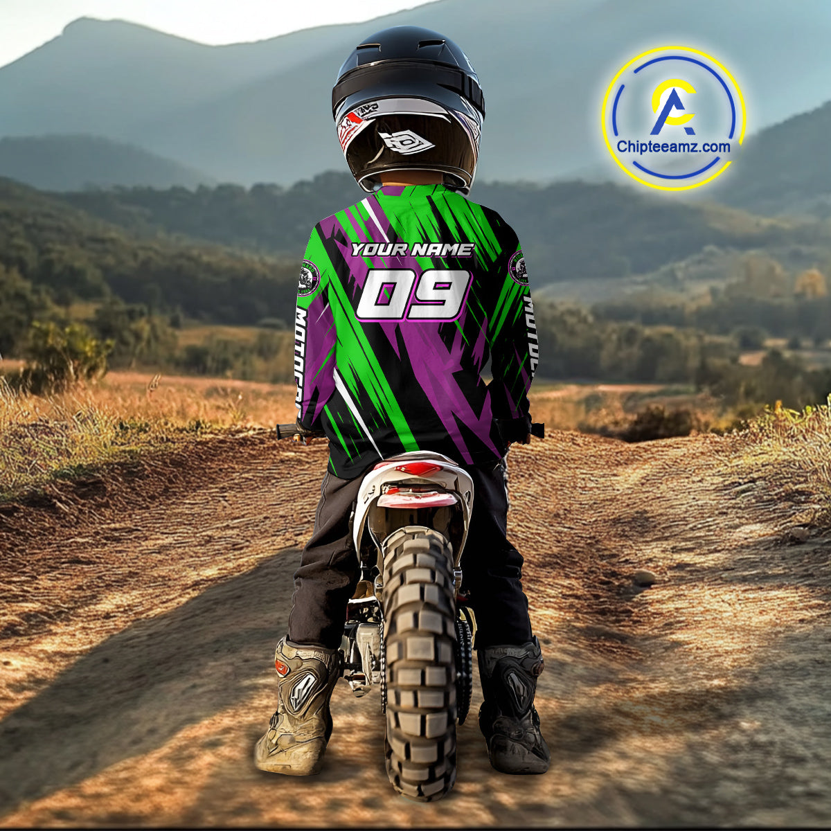 Purple and Green Motocross Racing Jersey Dirt Bike Off road Shirt