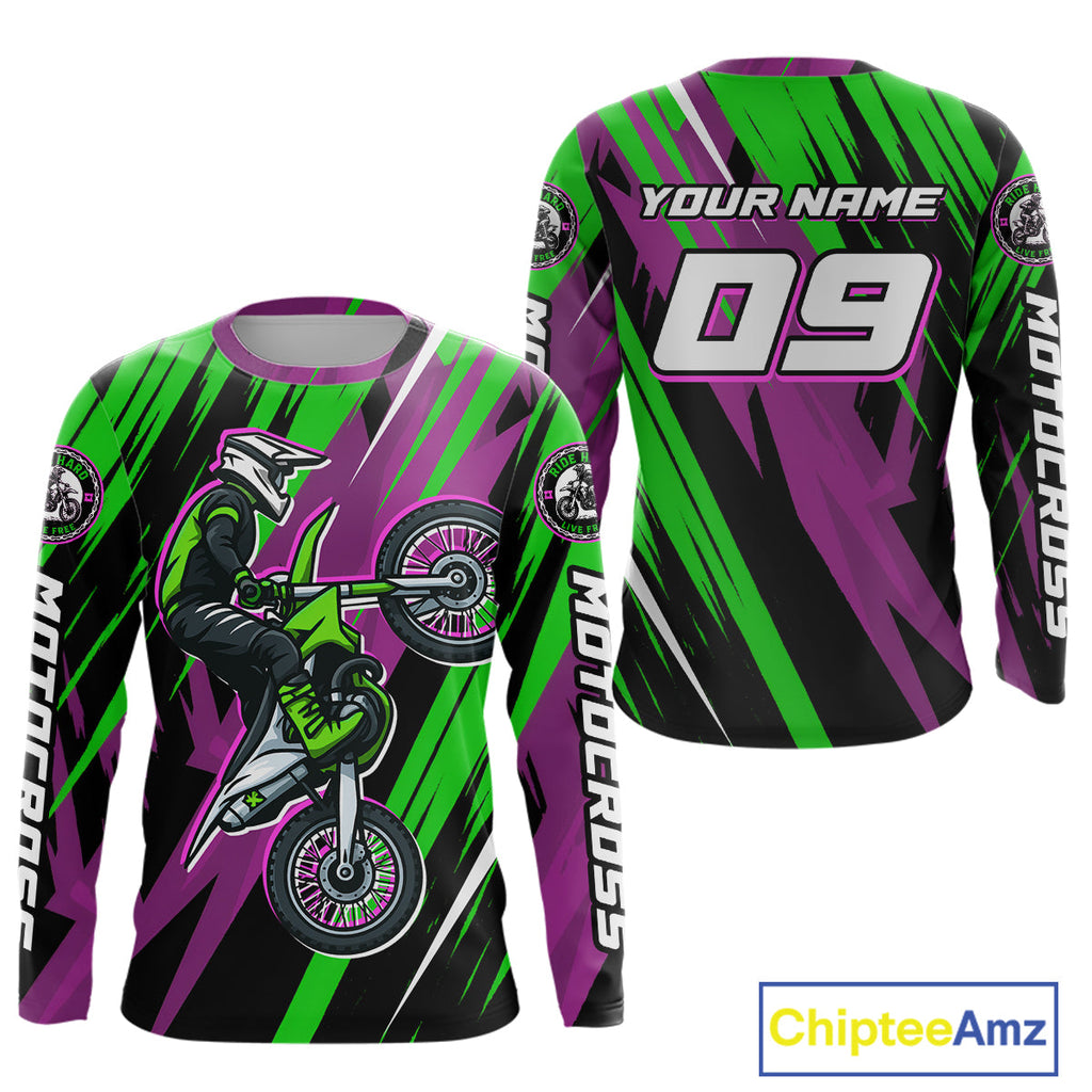 Purple and Green Motocross Racing Jersey Dirt Bike Off road Shirt