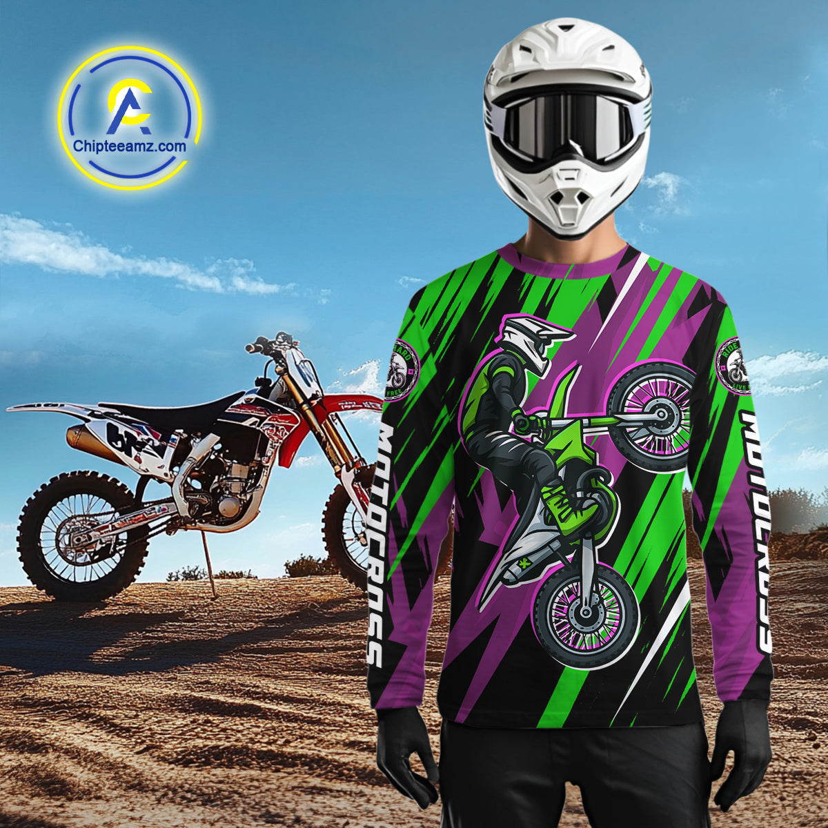 Purple and Green Motocross Racing Jersey Dirt Bike Off road Shirt