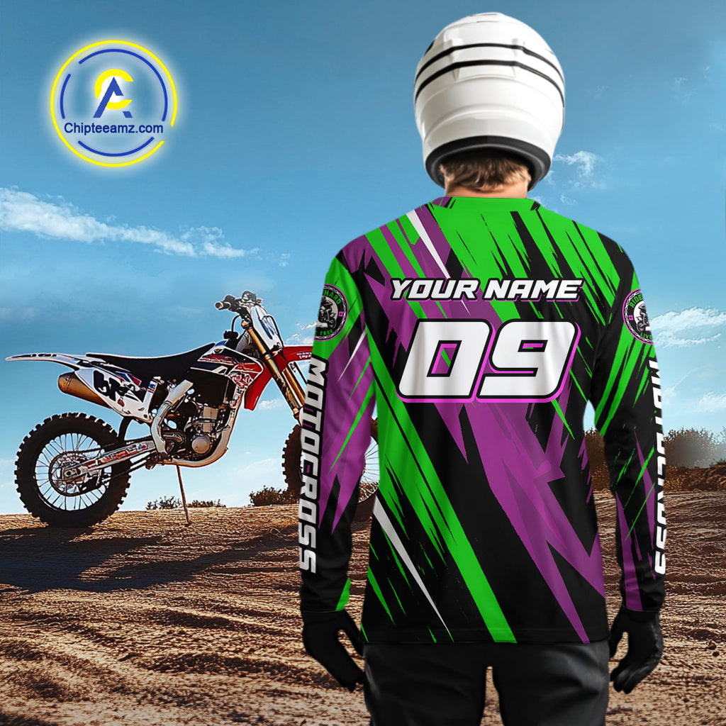 Purple and Green Motocross Racing Jersey Dirt Bike Off road Shirt