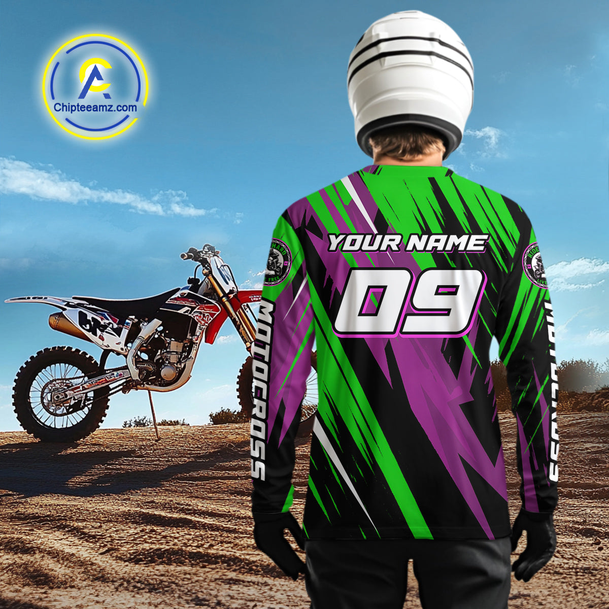 Purple and Green Motocross Racing Jersey Dirt Bike Off road Shirt