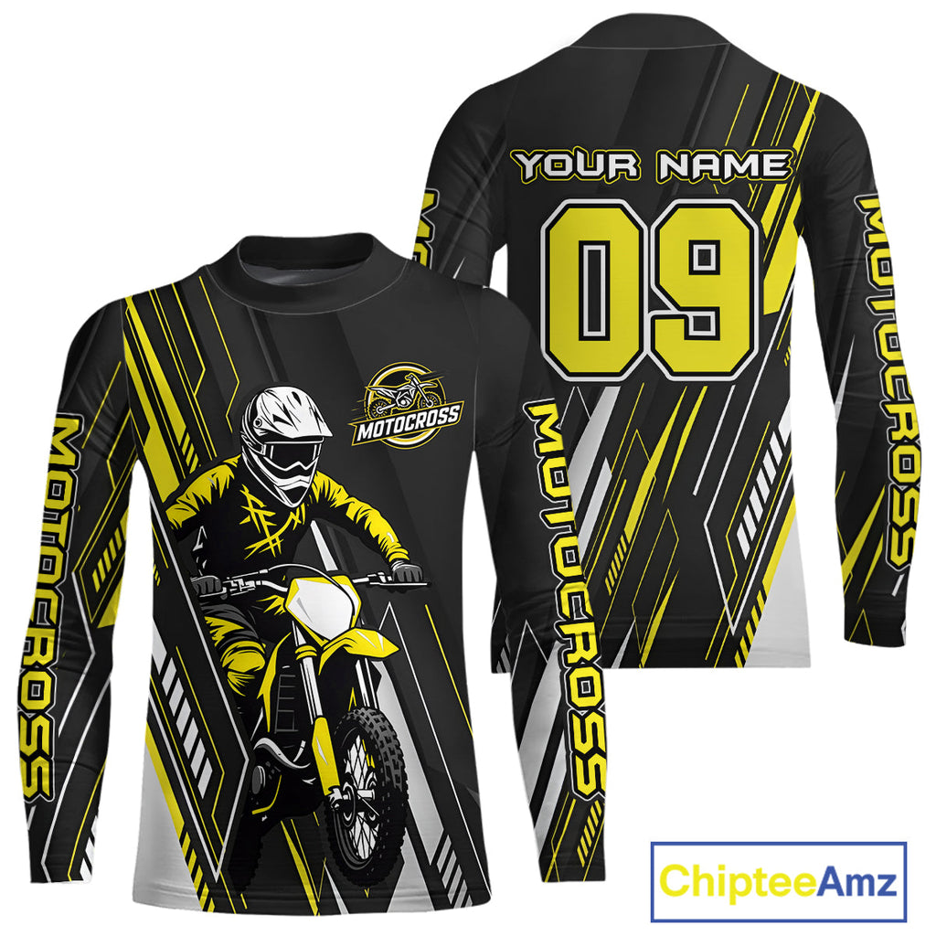 Black and Yellow Motocross Racing Jersey Dirt Bike Off road Shirt