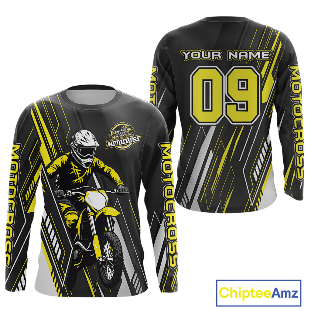 Black and Yellow Motocross Racing Jersey Dirt Bike Off road Shirt