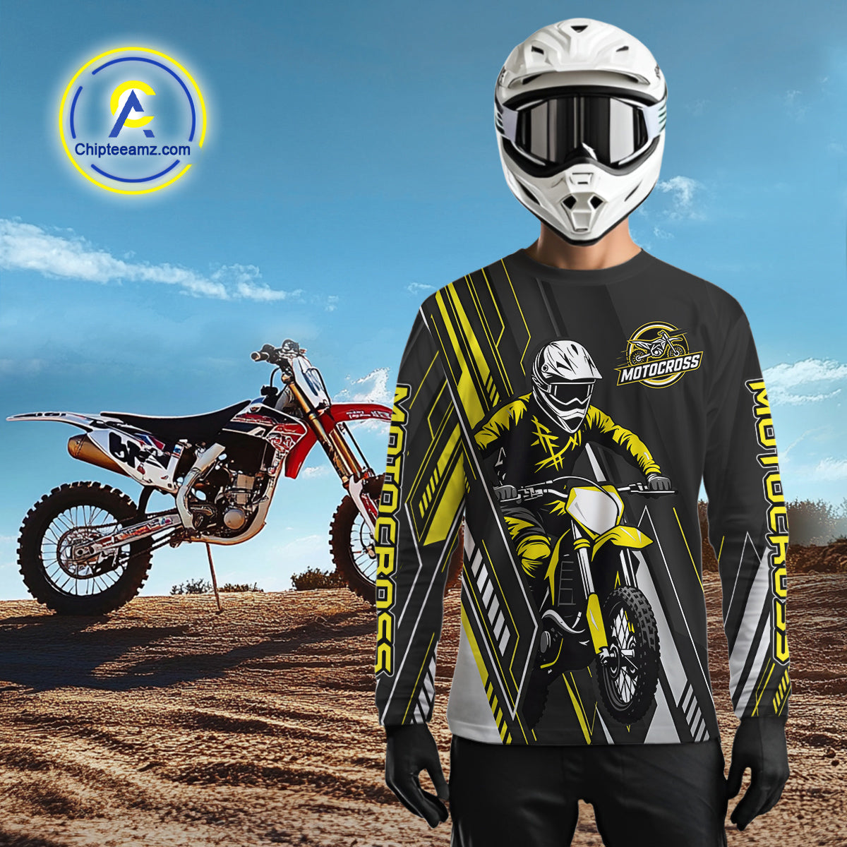 Black and Yellow Motocross Racing Jersey Dirt Bike Off road Shirt