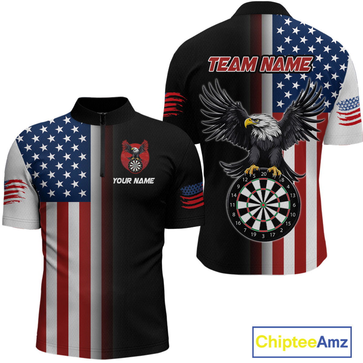 Custom American Flag Eagle Darts Shirt Darts Team Jerseys Dartboard Shirt Dart League