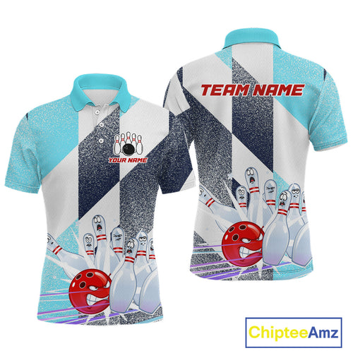 Blue Bowling Shirts for Team Custom Bowling Polo and 1/4 Zip Shirt
