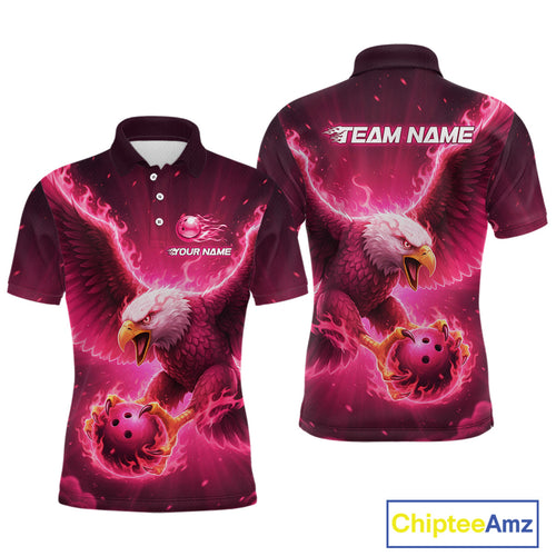 Pink Eagle Bowling Shirts for Team Custom Bowling Polo & 1/4 Zip Shirt