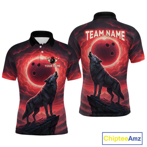 Wolf Bowling Shirts for Team Custom Bowling Jersey Bowl Polo&1/4 Zip