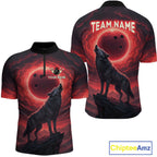 Wolf Bowling Shirts for Team Custom Bowling Jersey Bowl Polo&1/4 Zip