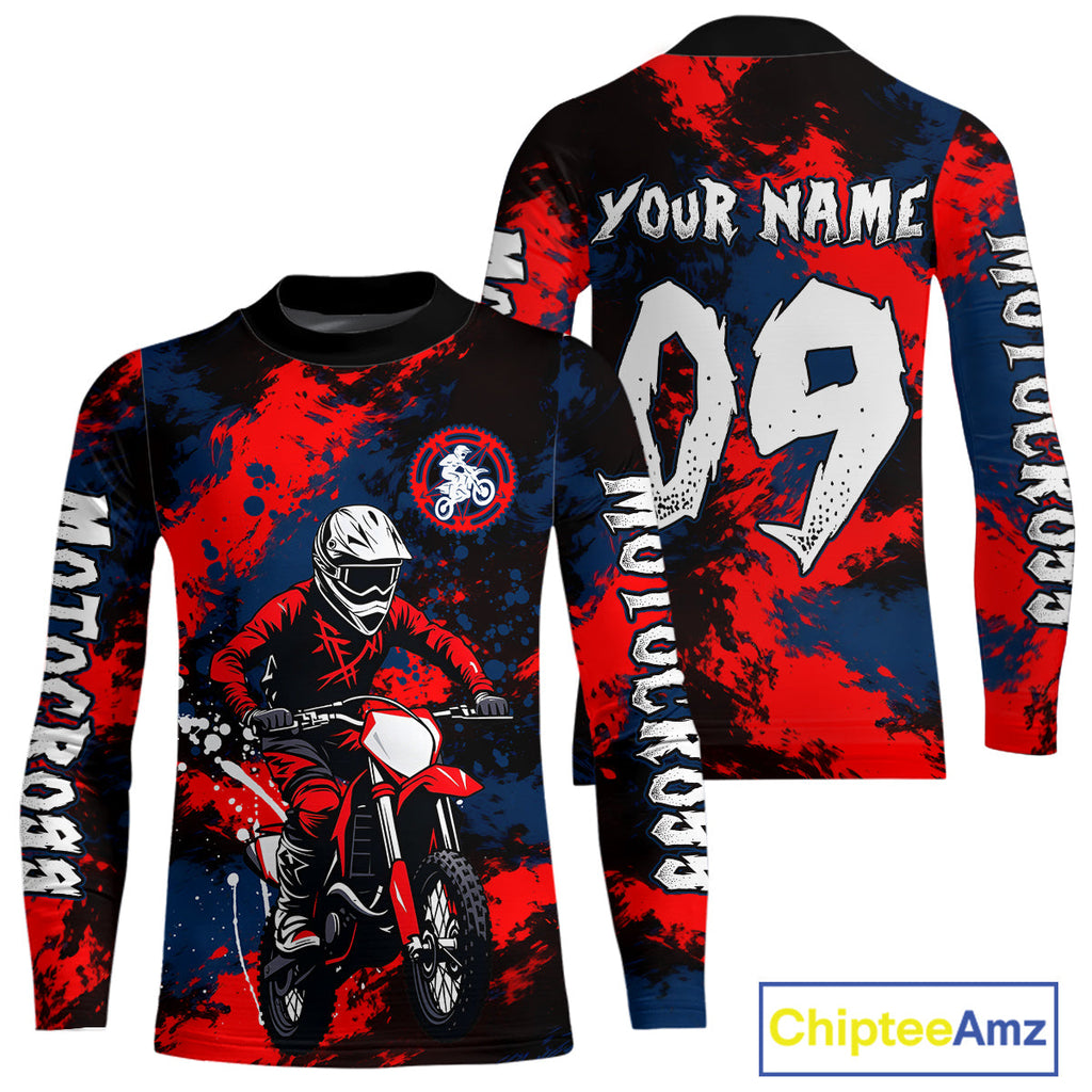 Custom Red and Blue Motocross Jersey Dirt Bike Jersey Riding Shirt