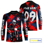 Custom Red and Blue Motocross Jersey Dirt Bike Jersey Riding Shirt