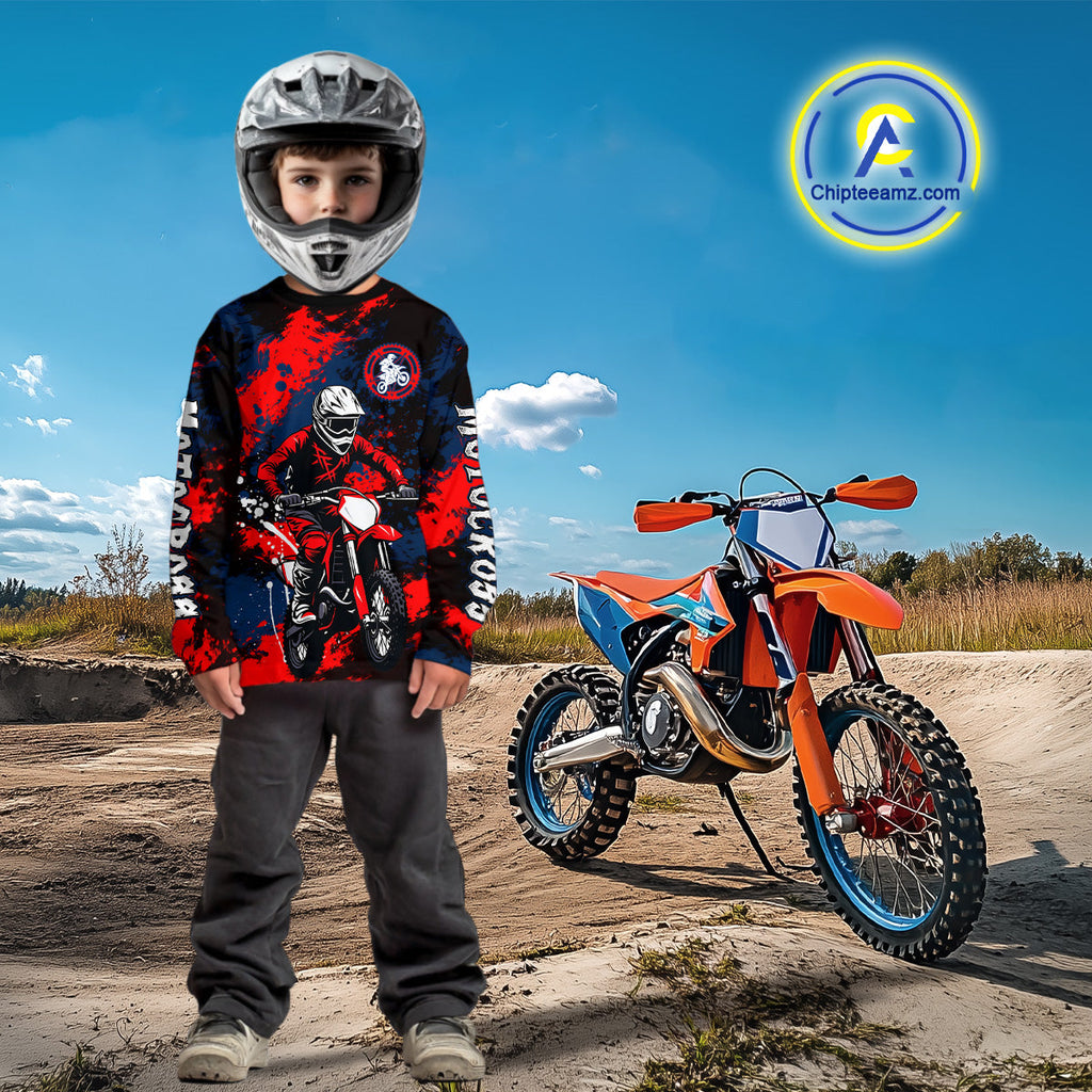 Custom Red and Blue Motocross Jersey Dirt Bike Jersey Riding Shirt