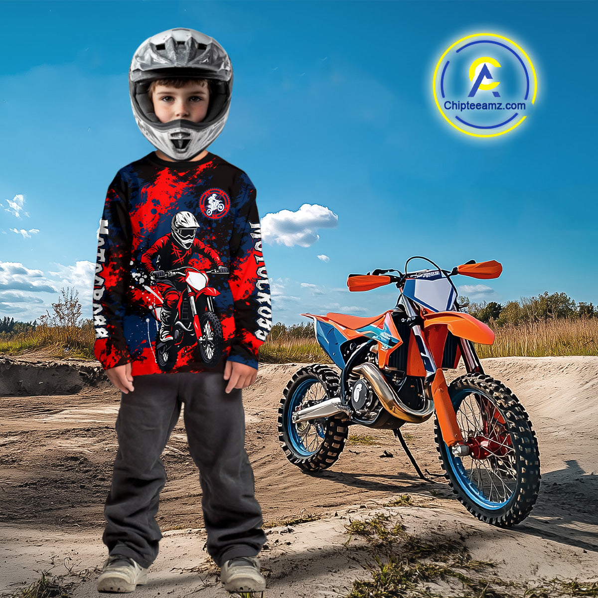 Custom Red and Blue Motocross Jersey Dirt Bike Jersey Riding Shirt
