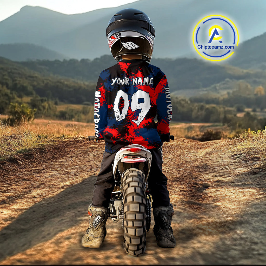 Custom Red and Blue Motocross Jersey Dirt Bike Jersey Riding Shirt