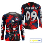 Custom Red and Blue Motocross Jersey Dirt Bike Jersey Riding Shirt